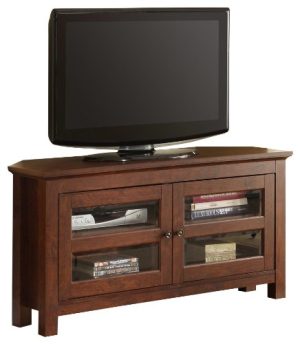44 Brown Wood Corner TV Stand Console