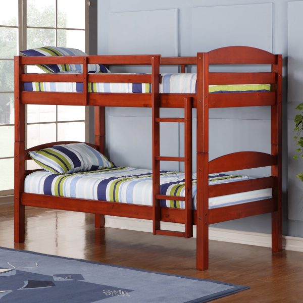 Solid Wood Twin over Twin Bunk Bed - Cherry