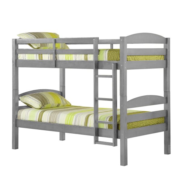 Solid Wood Twin over Twin Bunk Bed - Grey
