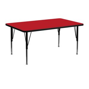 24''W x 48''L Rectangular Red HP Laminate Activity Table - Height Adjustable Short Legs - XU-A2448-REC-RED-H-P-GG