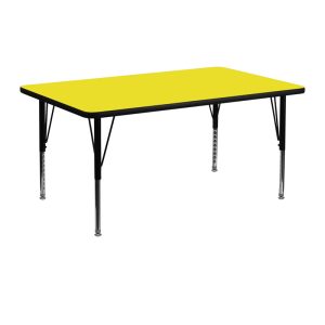 24''W x 48''L Rectangular Yellow HP Laminate Activity Table - Height Adjustable Short Legs - XU-A2448-REC-YEL-H-P-GG