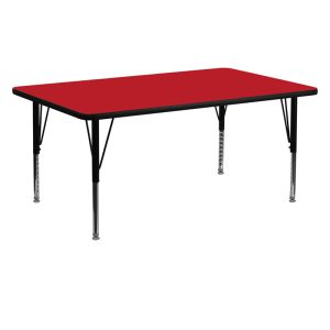 24''W x 60''L Rectangular Red HP Laminate Activity Table - Height Adjustable Short Legs - XU-A2460-REC-RED-H-P-GG