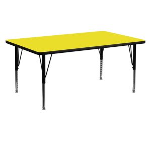 24''W x 60''L Rectangular Yellow HP Laminate Activity Table - Height Adjustable Short Legs - XU-A2460-REC-YEL-H-P-GG