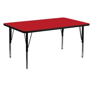 30''W x 60''L Rectangular Red HP Laminate Activity Table - Height Adjustable Short Legs - XU-A3060-REC-RED-H-P-GG