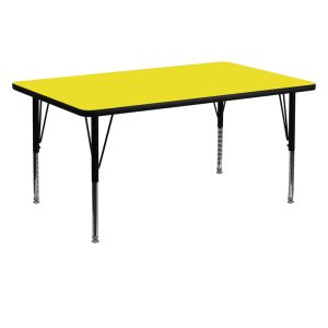 30''W x 60''L Rectangular Yellow HP Laminate Activity Table - Height Adjustable Short Legs - XU-A3060-REC-YEL-H-P-GG