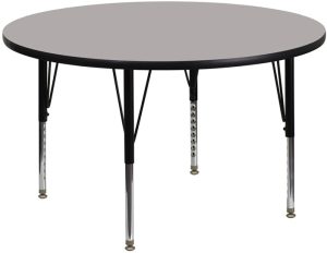 48'' Round Grey HP Laminate Activity Table - Height Adjustable Short Legs - XU-A48-RND-GY-H-P-GG