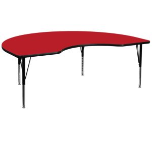 48''W x 72''L Kidney Red HP Laminate Activity Table - Height Adjustable Short Legs - XU-A4872-KIDNY-RED-H-P-GG