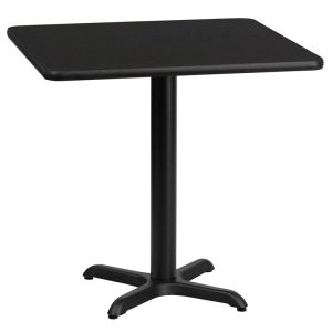 24'' Square Black Laminate Table Top with 22'' x 22'' Table Height Base - XU-BLKTB-2424-T2222-GG