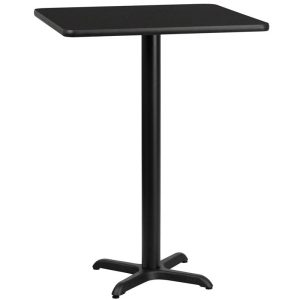 24'' Square Black Laminate Table Top with 22'' x 22'' Bar Height Table Base - XU-BLKTB-2424-T2222B-GG