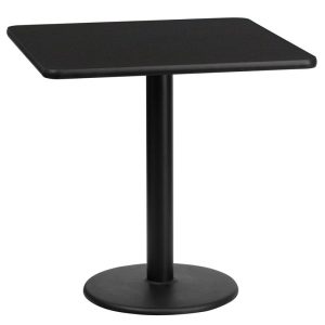 24'' Square Black Laminate Table Top with 18'' Round Table Height Base - XU-BLKTB-2424-TR18-GG