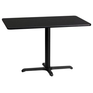 24'' x 42'' Rectangular Black Laminate Table Top with 22'' x 30'' Table Height Base - XU-BLKTB-2442-T2230-GG