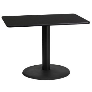 24'' x 42'' Rectangular Black Laminate Table Top with 24'' Round Table Height Base - XU-BLKTB-2442-TR24-GG