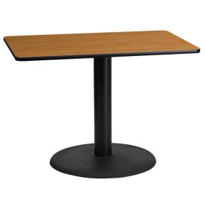 24'' x 42'' Rectangular Natural Laminate Table Top with 24'' Round Table Height Base - XU-NATTB-2442-TR24-GG