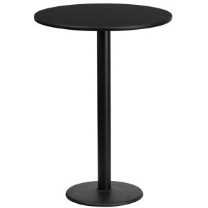 24'' Round Black Laminate Table Top with 18'' Round Bar Height Table Base - XU-RD-24-BLKTB-TR18B-GG