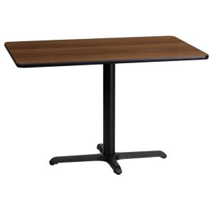 24'' x 42'' Rectangular Walnut Laminate Table Top with 22'' x 30'' Table Height Base - XU-WALTB-2442-T2230-GG