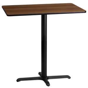 24'' x 42'' Rectangular Walnut Laminate Table Top with 22'' x 30'' Bar Height Table Base - XU-WALTB-2442-T2230B-GG
