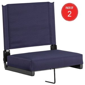 Flash Furniture Grandstand Comfort Seats by Flash with Ultra-Padded Seat in Navy (Pack of 2)