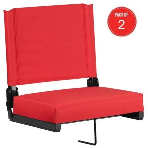 Flash Furniture Grandstand Comfort Seats by Flash with Ultra-Padded Seat in Red (pack of 2)