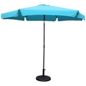 St. Kitts 9-foot Aluminum/ Polyester Fabric Patio Umbrella and Crank - Dark Grey/Aqua Blue