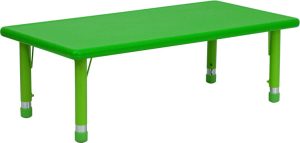 24''W x 48''L Rectangular Green Plastic Height Adjustable Activity Table - YU-YCX-001-2-RECT-TBL-GREEN-GG