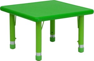 24'' Square Green Plastic Height Adjustable Activity Table - YU-YCX-002-2-SQR-TBL-GREEN-GG
