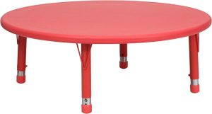 45'' Round Red Plastic Height Adjustable Activity Table - YU-YCX-005-2-ROUND-TBL-RED-GG