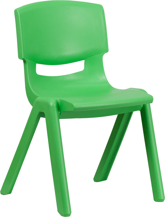 Green Plastic Stackable School Chair with 15.5'' Seat Height - YU-YCX-005-GREEN-GG