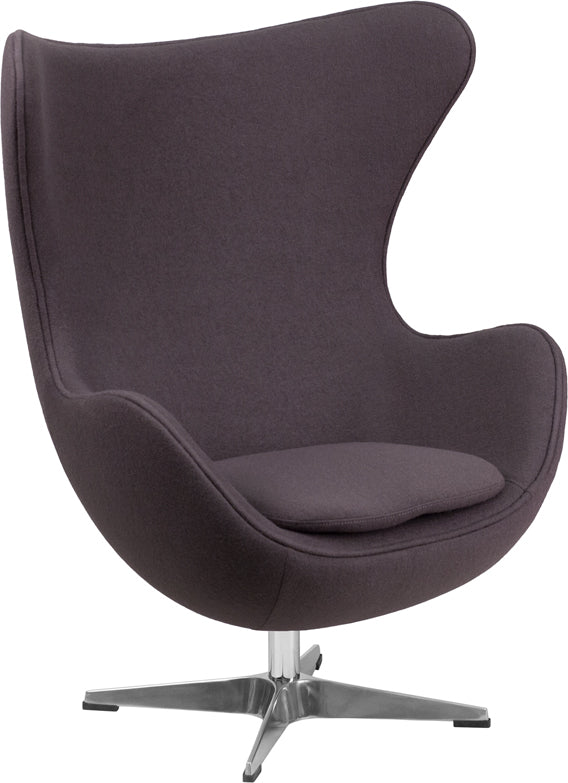 Gray Wool Fabric Egg Chair with Tilt-Lock Mechanism