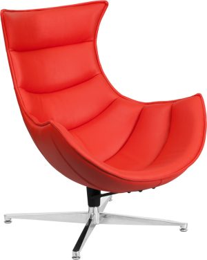 Red Leather Swivel Cocoon Chair - ZB-34-GG