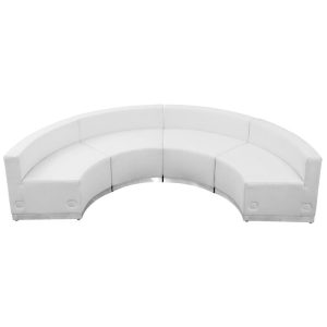 HERCULES Alon Series White Leather Reception Configuration, 4 Pieces - ZB-803-480-SET-WH-GG