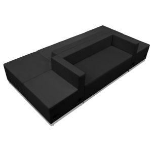 HERCULES Alon Series Black Leather Reception Configuration, 6 Pieces - ZB-803-500-SET-BK-GG