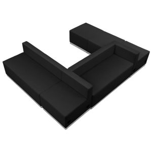 HERCULES Alon Series Black Leather Reception Configuration, 6 Pieces - ZB-803-510-SET-BK-GG