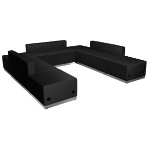 HERCULES Alon Series Black Leather Reception Configuration, 7 Pieces - ZB-803-660-SET-BK-GG