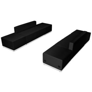 HERCULES Alon Series Black Leather Reception Configuration, 6 Pieces - ZB-803-700-SET-BK-GG