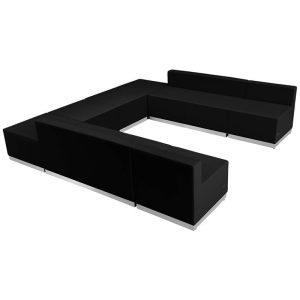 HERCULES Alon Series Black Leather Reception Configuration, 8 Pieces - ZB-803-710-SET-BK-GG