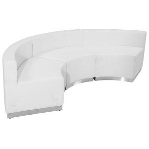 HERCULES Alon Series White Leather Reception Configuration, 3 Pieces - ZB-803-740-SET-WH-GG