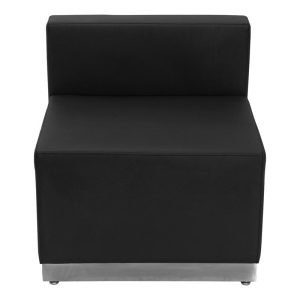HERCULES Alon Series Black Leather Chair with Brushed Stainless Steel Base - ZB-803-CHAIR-BK-GG