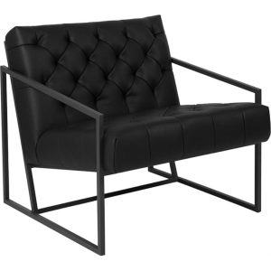 HERCULES Madison Series Black Leather Tufted Lounge Chair