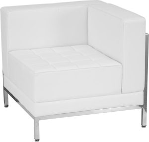 HERCULES Imagination Series Contemporary White Leather Right Corner Chair with Encasing Frame - ZB-IMAG-RIGHT-CORNER-WH-GG