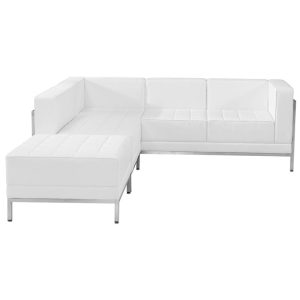 HERCULES Imagination Series White Leather Sectional Configuration, 3 Pieces - ZB-IMAG-SECT-SET9-WH-GG