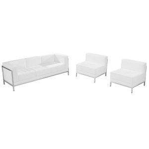 HERCULES Imagination Series White Leather Sofa & Chair Set - ZB-IMAG-SET13-WH-GG
