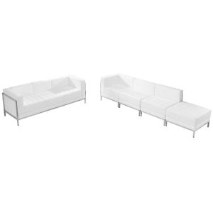 HERCULES Imagination Series White Leather Sofa & Lounge Chair Set, 5 Pieces - ZB-IMAG-SET16-WH-GG
