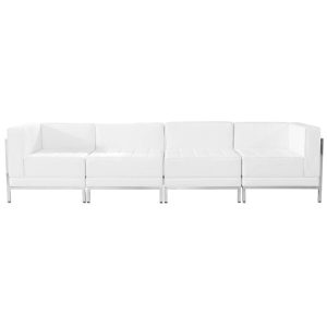 HERCULES Imagination Series White Leather 4 Piece Lounge Set - ZB-IMAG-SET8-WH-GG