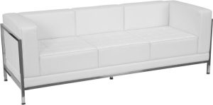 HERCULES Imagination Series Contemporary White Leather Sofa with Encasing Frame - ZB-IMAG-SOFA-WH-GG