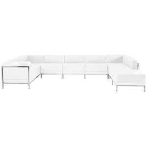 HERCULES Imagination Series White Leather U-Shape Sectional Configuration, 7 Pieces - ZB-IMAG-U-SECT-SET4-WH-GG
