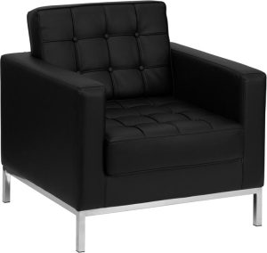 HERCULES Lacey Series Contemporary Black Leather Chair with Stainless Steel Frame - ZB-LACEY-831-2-CHAIR-BK-GG