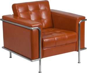 HERCULES Lesley Series Contemporary Cognac Leather Chair with Encasing Frame - ZB-LESLEY-8090-CHAIR-COG-GG