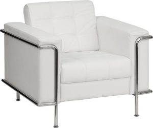 HERCULES Lesley Series Contemporary White Leather Chair with Encasing Frame - ZB-LESLEY-8090-CHAIR-WH-GG