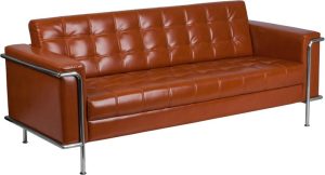 HERCULES Lesley Series Contemporary Cognac Leather Sofa with Encasing Frame - ZB-LESLEY-8090-SOFA-COG-GG